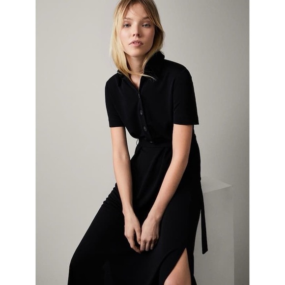 NWT Massimo Dutti Women's XS X-small 0/2 Kadin Button Up Shirt Dress Black - Picture 2 of 10